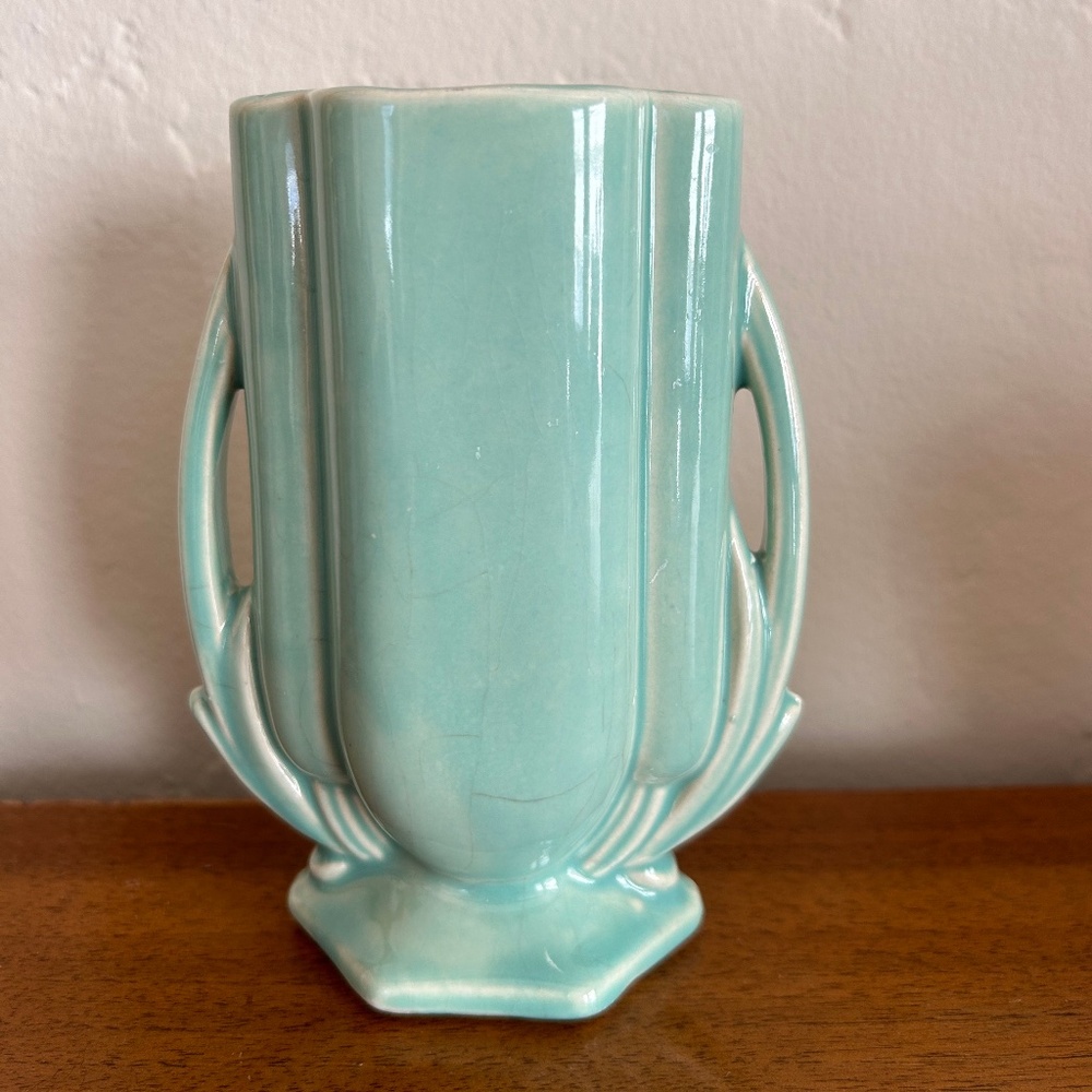 McCoy Art Deco Vintage Mint Green Vase